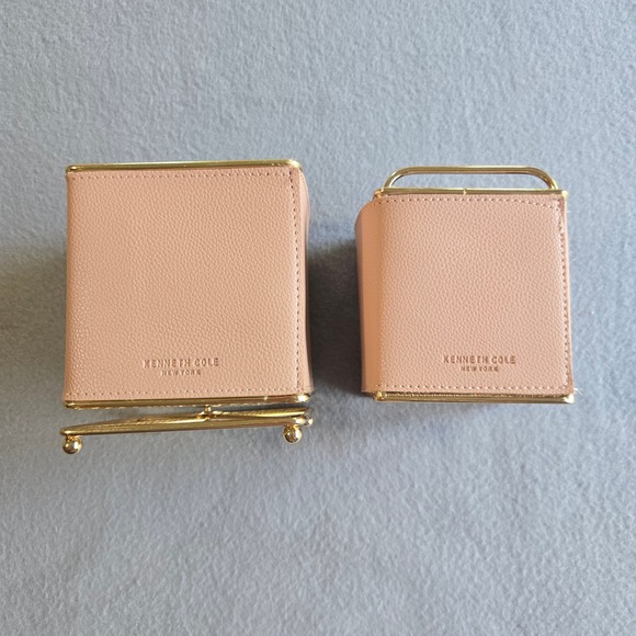 Kenneth Cole Other - Kenneth Cole Desk Organizer Set Unisex OS Pink Gold Pebbled Leather Rotating Cup